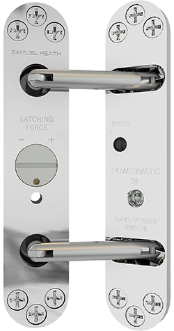 Powermatic jamb mounted controlled concealed door closer