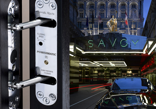 Powermatic controlled concealed door closers enhance looks sound insulation Savoy hotel