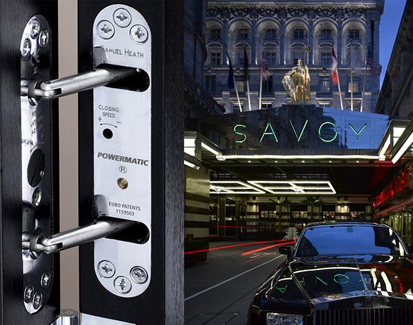 Powermatic controlled concealed door closers enhance looks sound insulation Savoy hotel